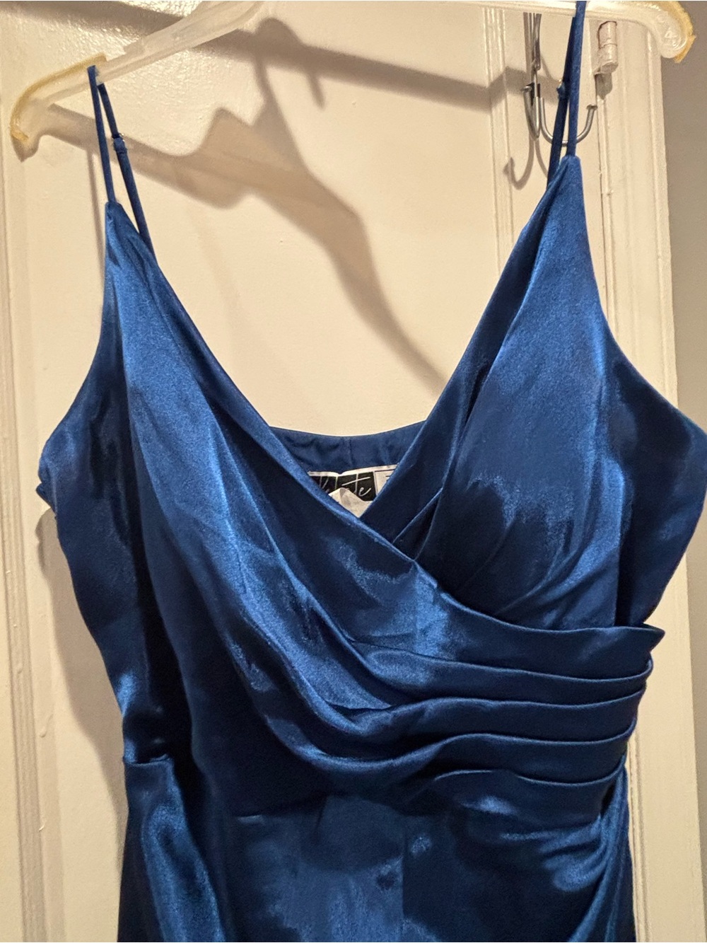 Satin Cowl Neck Evening Dress in Deep Blue (petite friendly!) - Picture 2 of 5